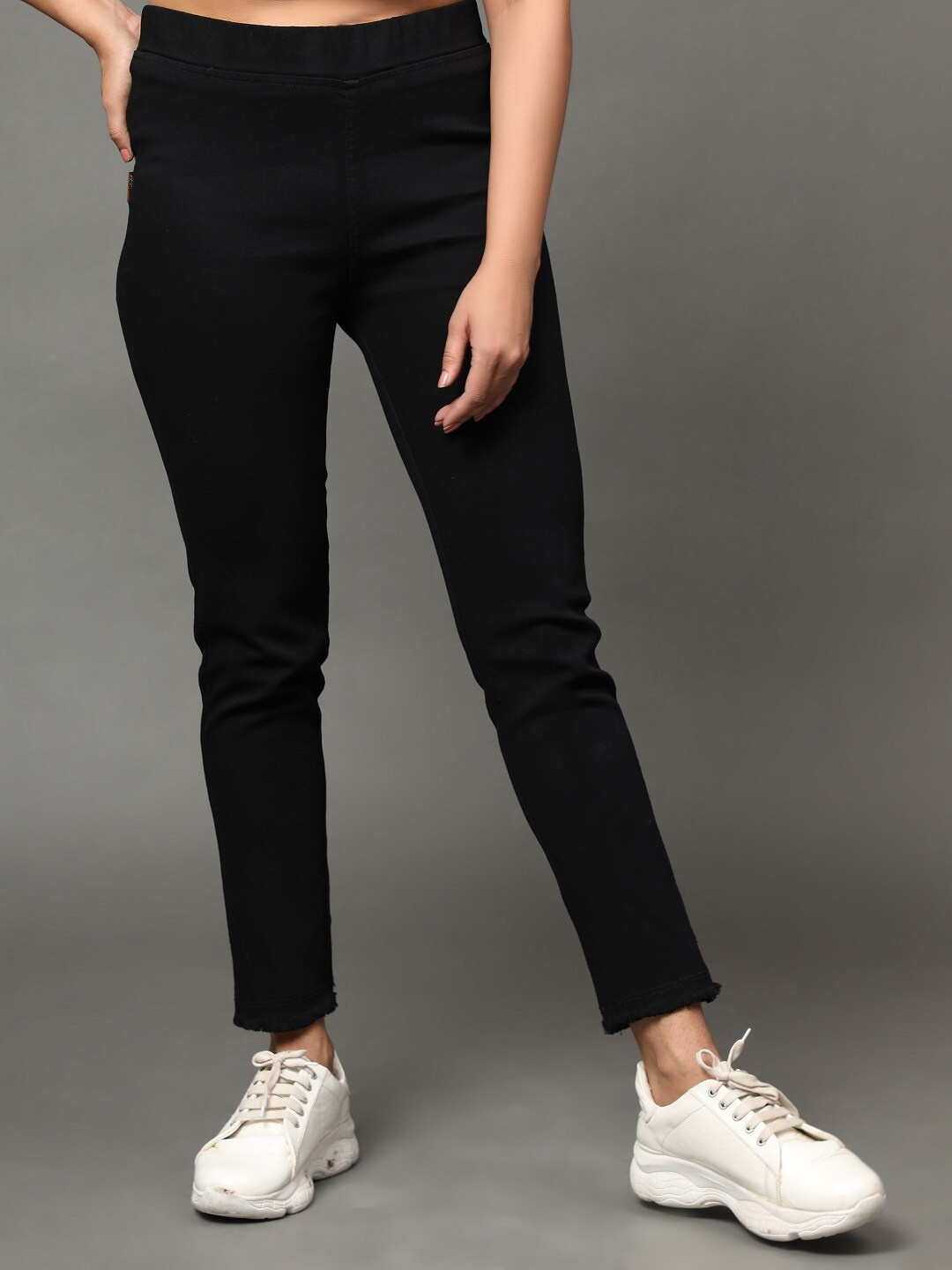 

AngelFab Women Regular Fit Cotton Denim Jeggings, Black