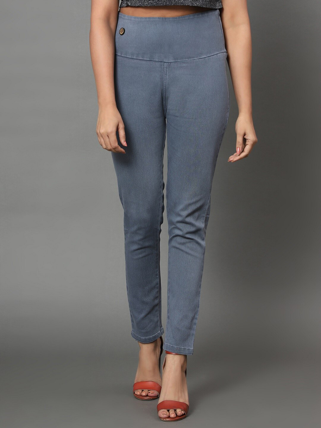 

AngelFab Women Regular Fit Cotton Denim Jeggings, Grey