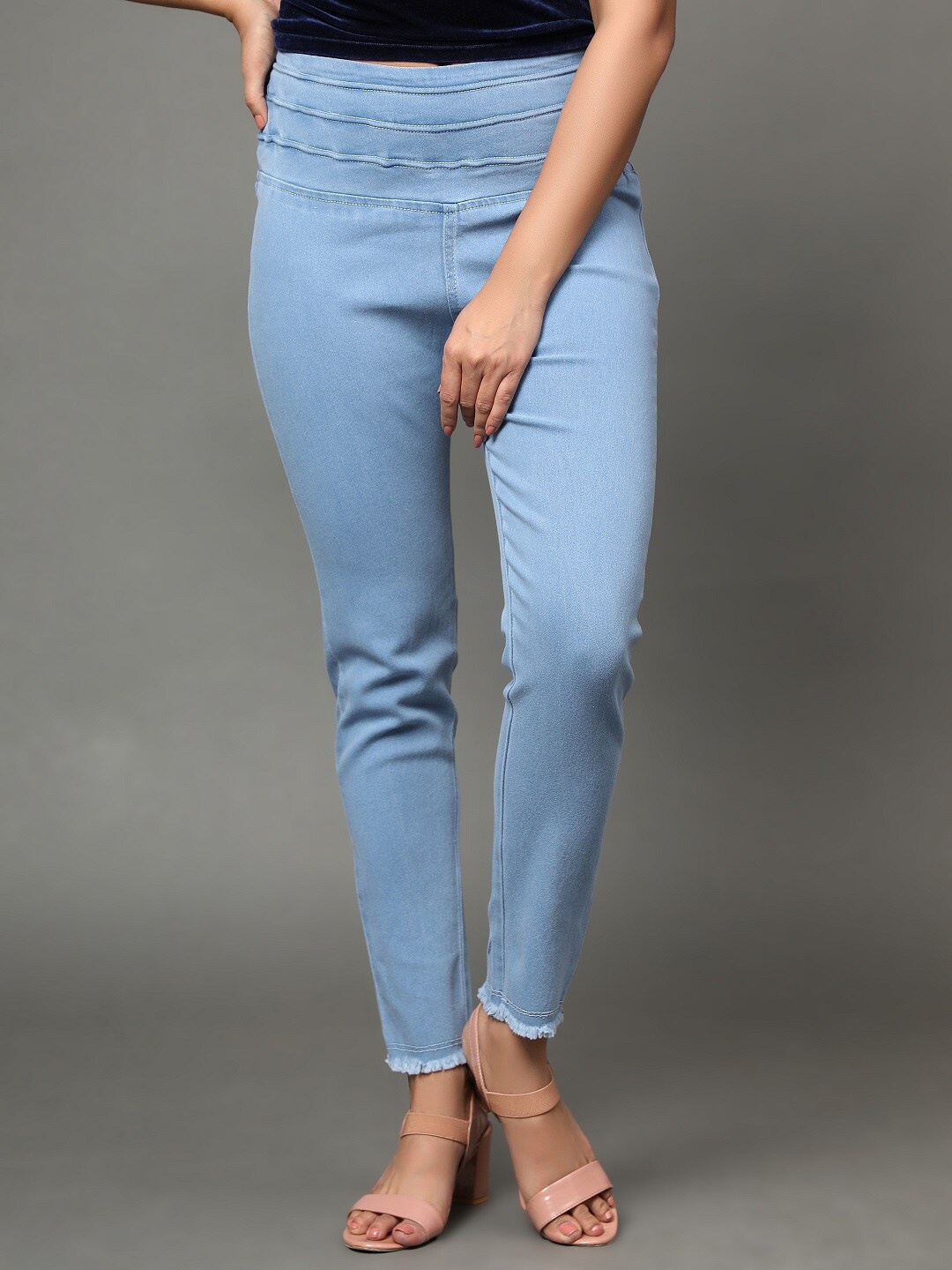 

AngelFab Women Regular Fit Cotton Denim Jeggings, Blue