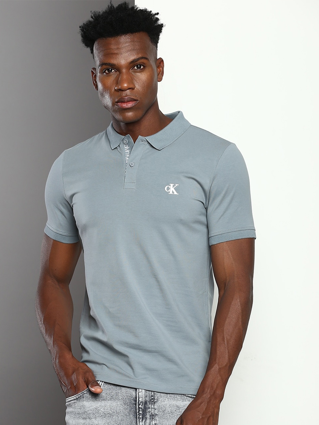 

Calvin Klein Jeans Polo Collar Slim Fit T-shirt, Grey