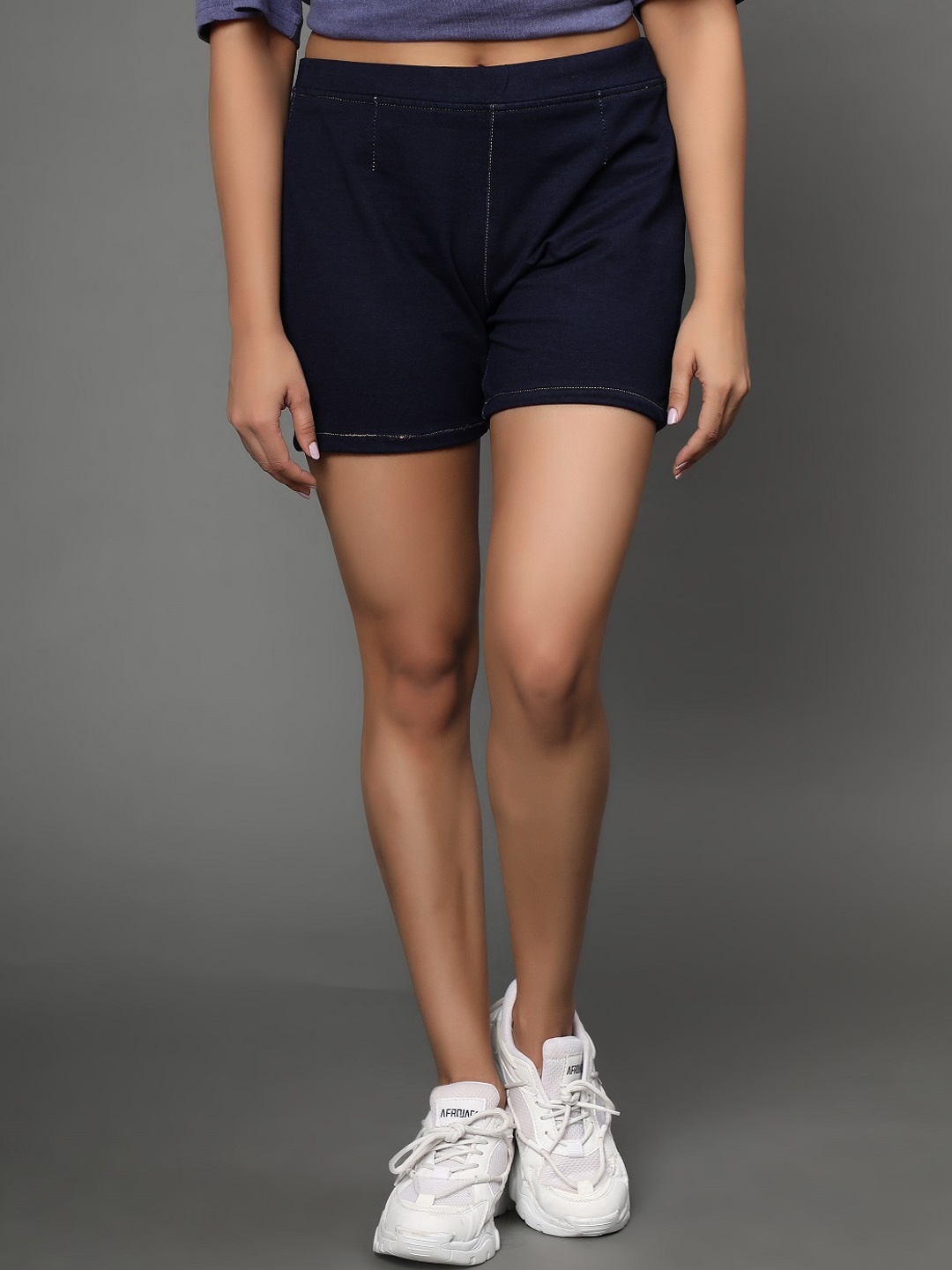 

AngelFab Women High-Rise Denim Shorts, Navy blue