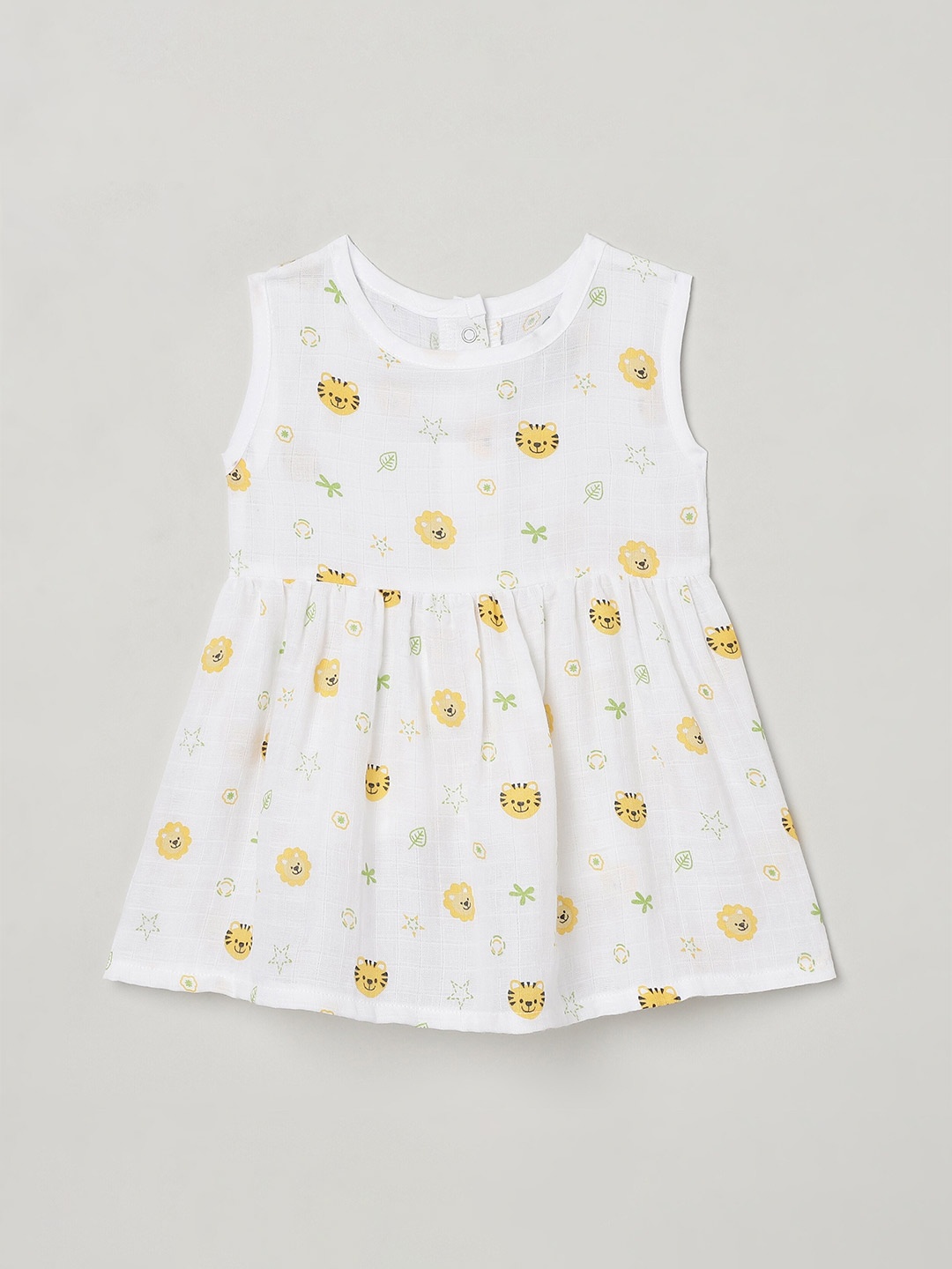 

The Boo Boo Club Girls Printed Sustainable Cotton Fit & Flare Dress, White