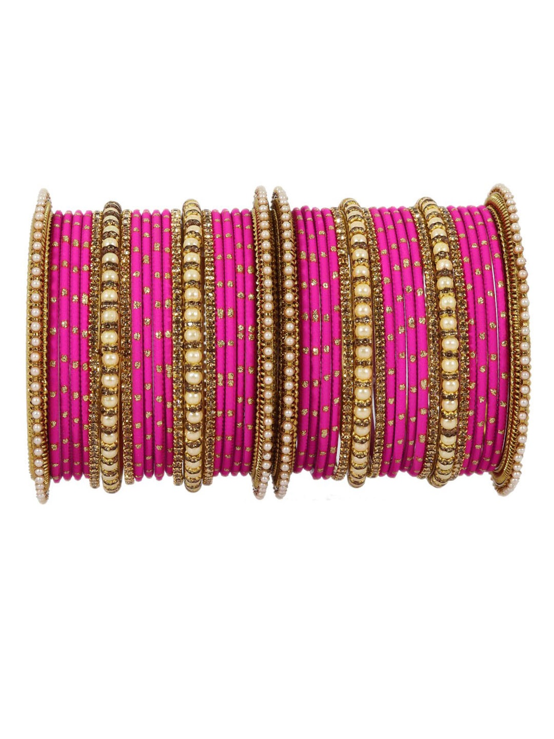 

NMII Set Of 40 Zircon Stone-Studded Bangles, Magenta