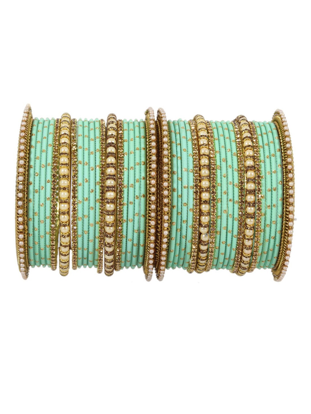 

NMII Set of 40 Zircon Studded Metal Bangles, Teal