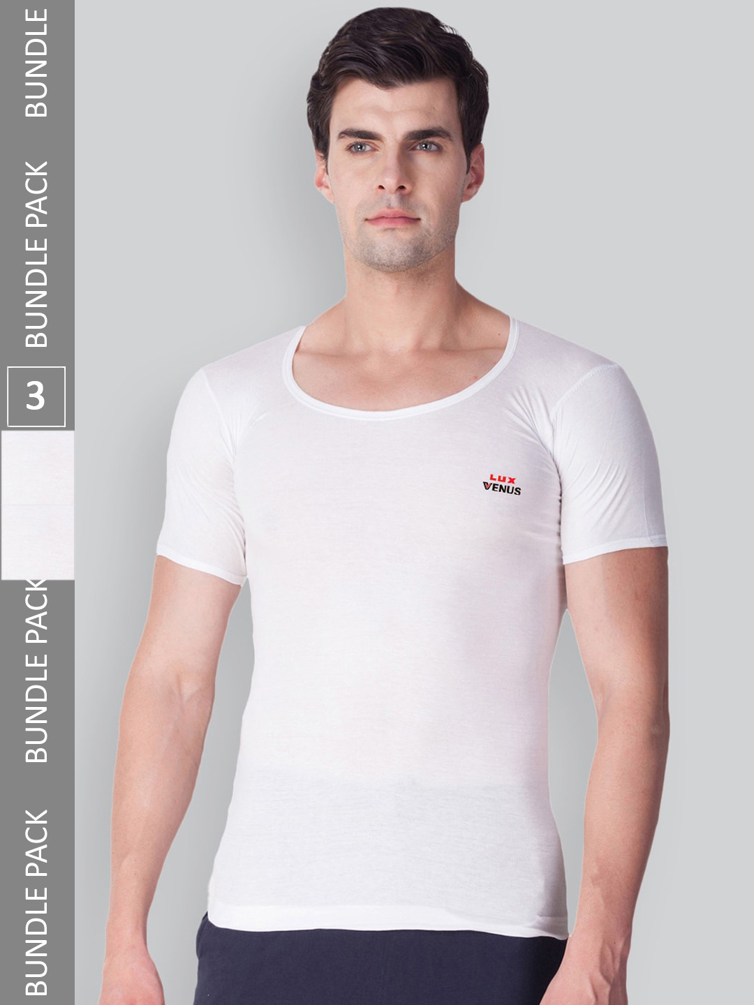 

LUX VENUS Men Pack Of 3 Pure Cotton Innerwear Vests, White
