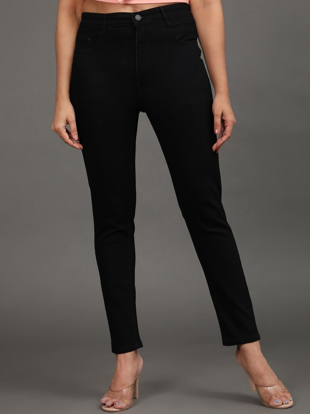

AngelFab Women Jean Skinny Fit High-Rise Stretchable Cotton Jeans, Black