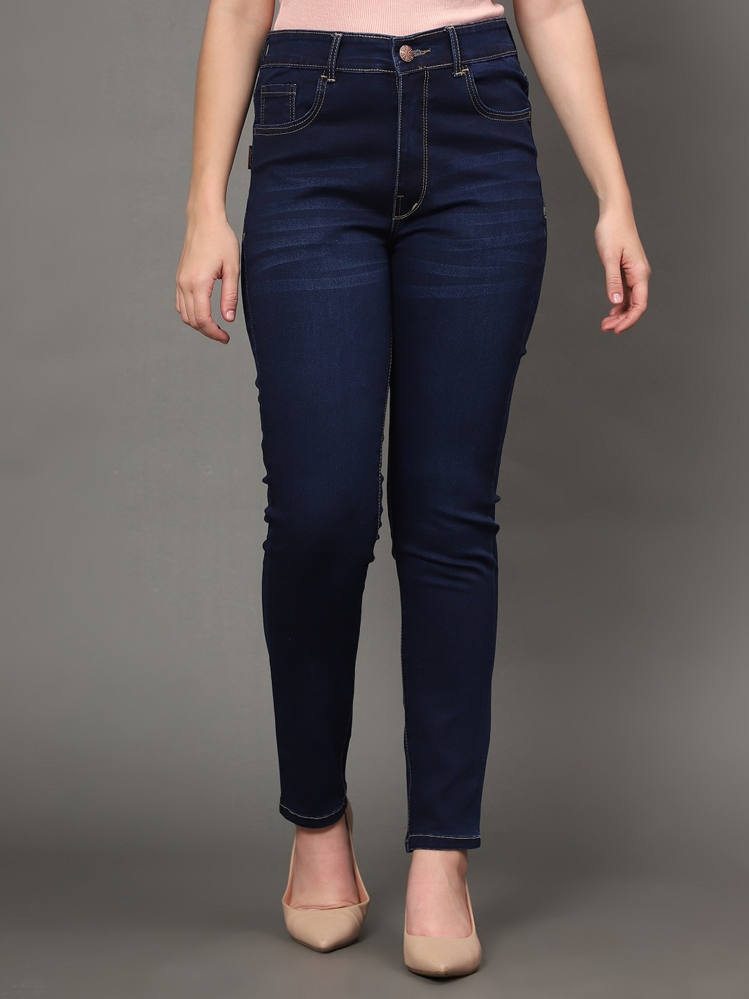 

AngelFab Women Jean Skinny Fit High-Rise Light Fade Stretchable Cotton Jeans, Blue