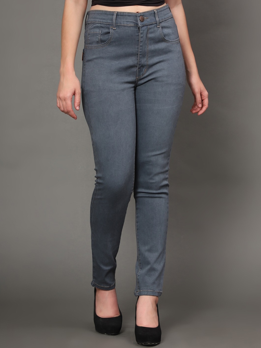 

AngelFab Women Jean Skinny Fit High-Rise Stretchable Cotton Jeans, Grey