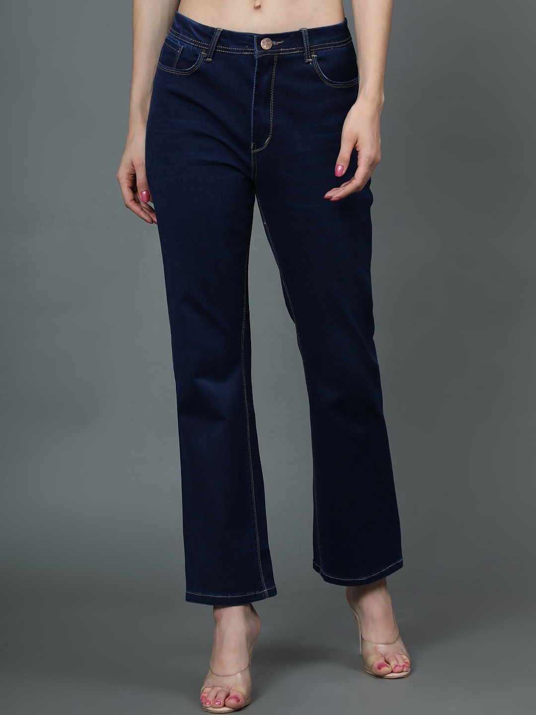 

AngelFab Women Jean Bootcut High-Rise Stretchable Jeans, Blue