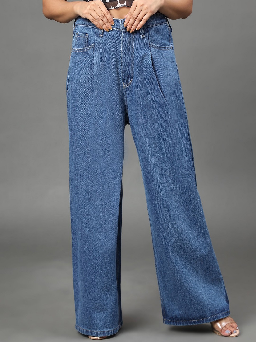 

AngelFab Women Jean Relaxed Fit High-Rise Jeans, Blue