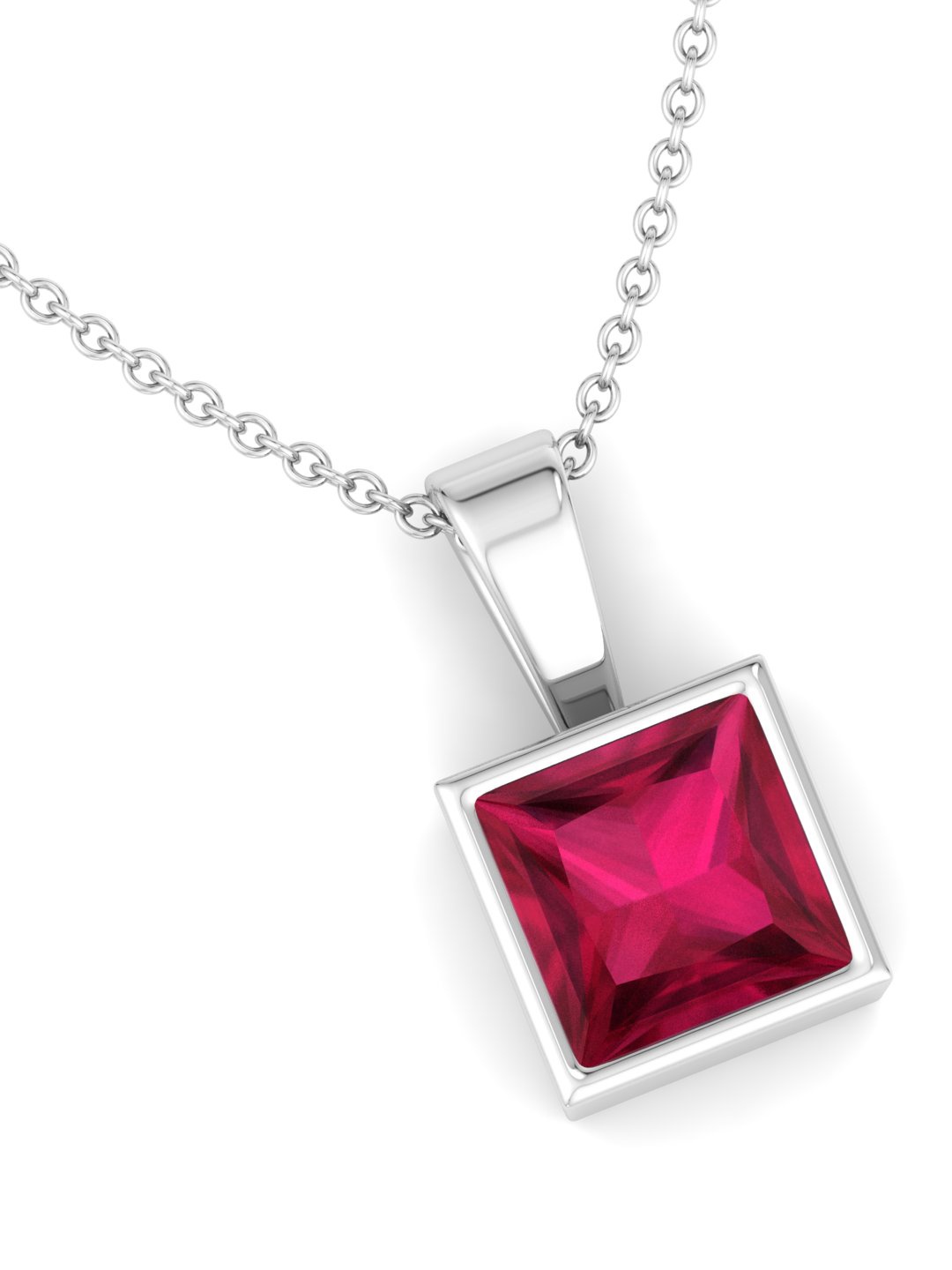 

Inddus Jewels 925 Sterling Silver Red Rhodium Plated Square Shaped Pendant with Chain