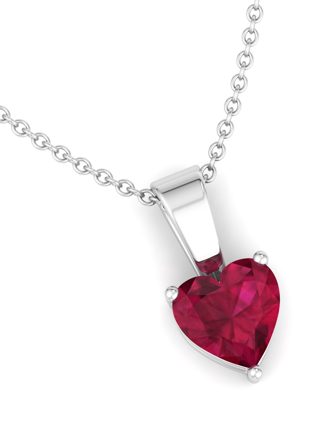 

Inddus Jewels 925 Sterling Silver Rhodium-Plated Heart Shaped CZ-Studded Pendant With Chain