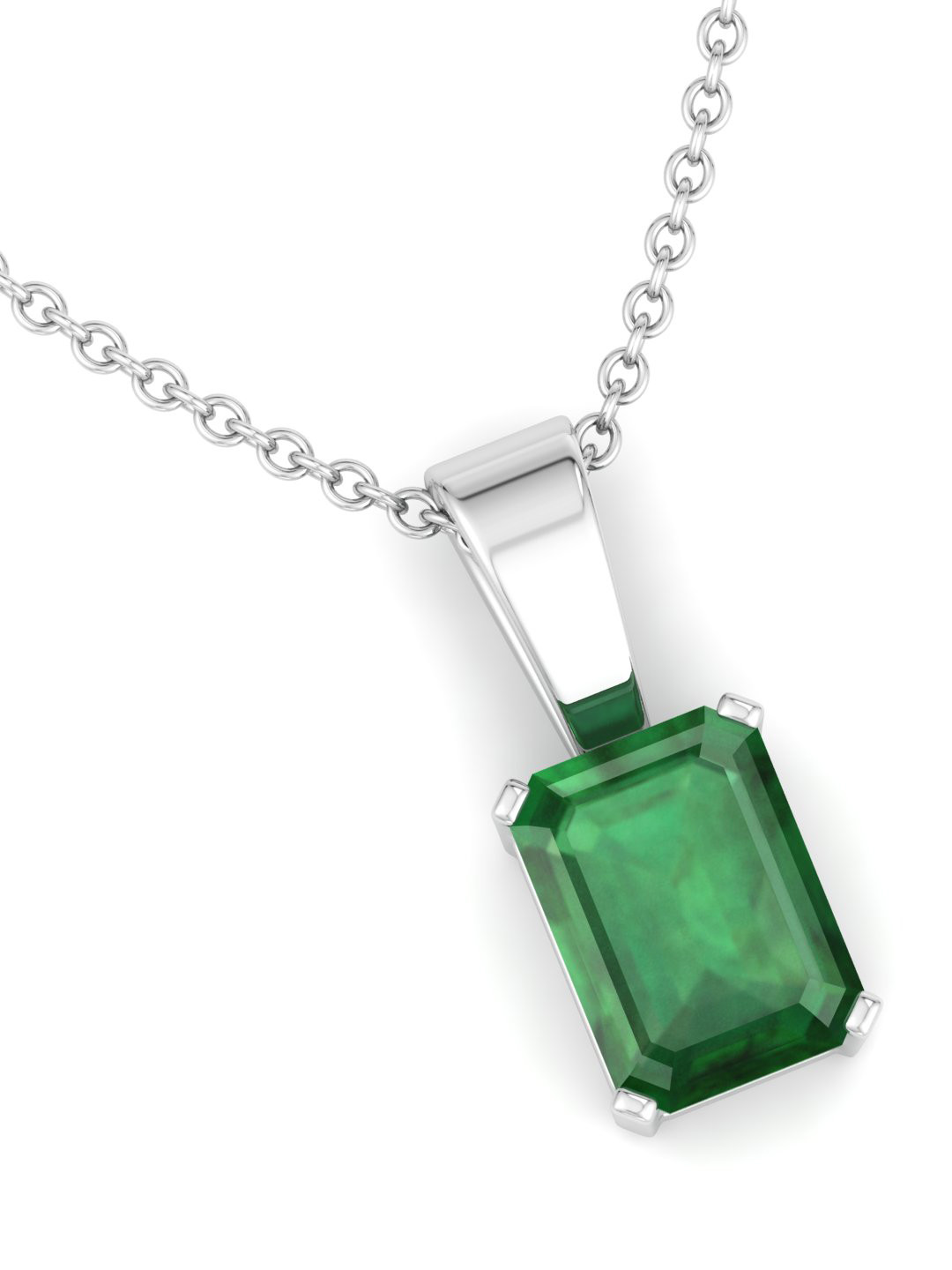 

Inddus Jewels 92.5 Sterling Silver Rectangular Shaped Stone Studded Rhodium Plated Pendant, Green