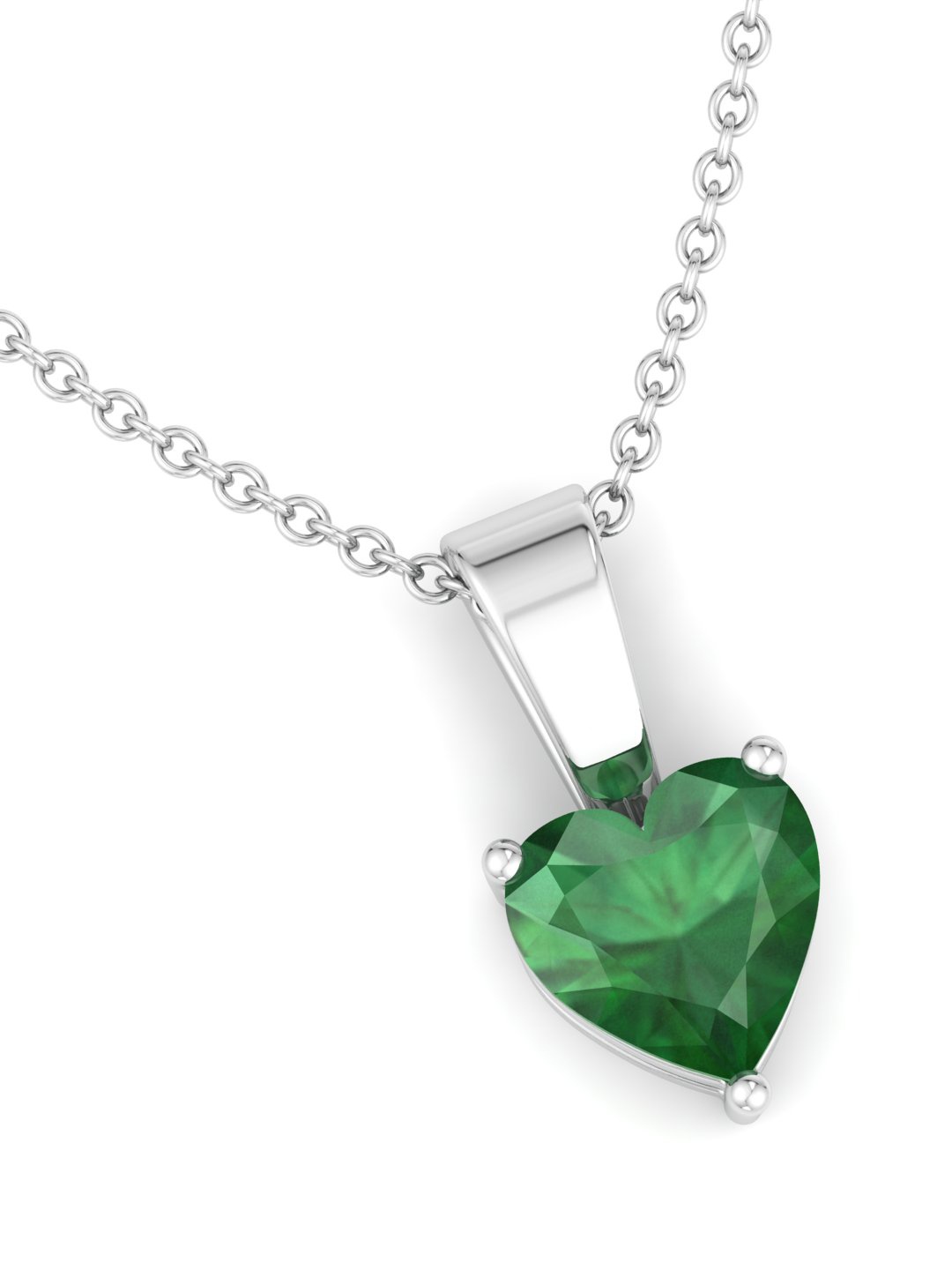 

Inddus Jewels 92.5 Sterling Silver Rhodium Plated Heart Shaped Pendant with Chain, Green