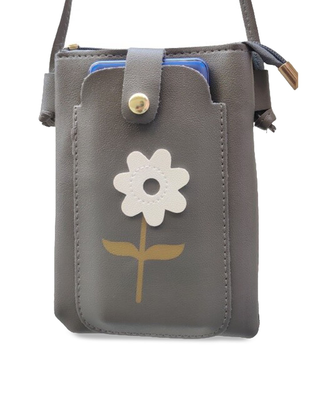 Alexvyan PU Shopper Handheld Bag with Applique, Grey