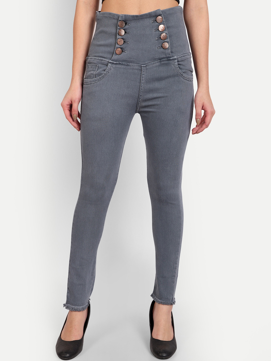 

AngelFab Women Jean Skinny Fit High-Rise Stretchable Cotton Jeans, Grey