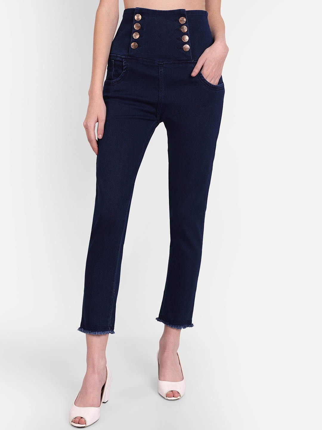 

AngelFab Women Jean High-Rise Stretchable Jeans, Blue