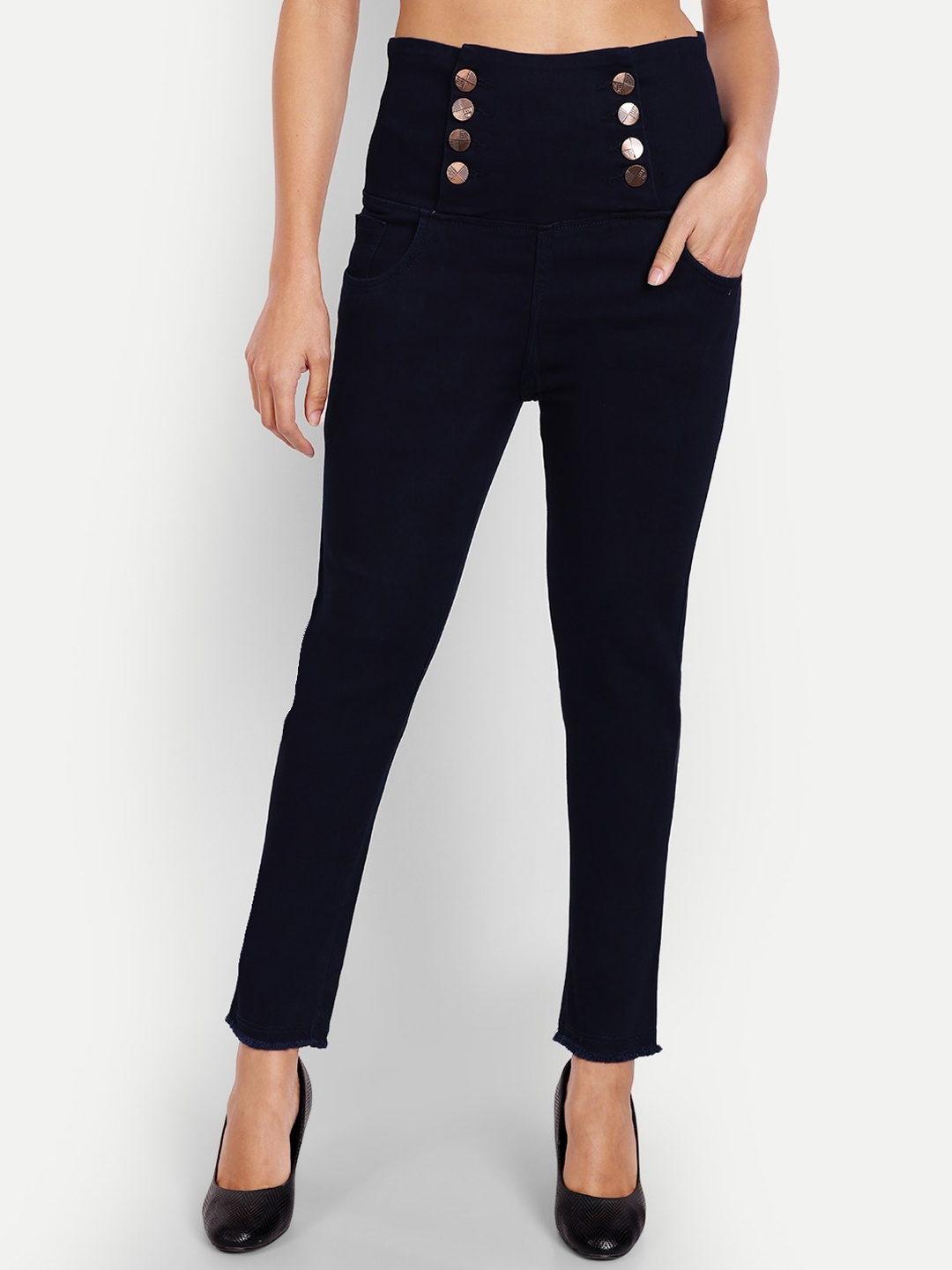 

AngelFab Women Jean High-Rise Stretchable Jeans, Navy blue