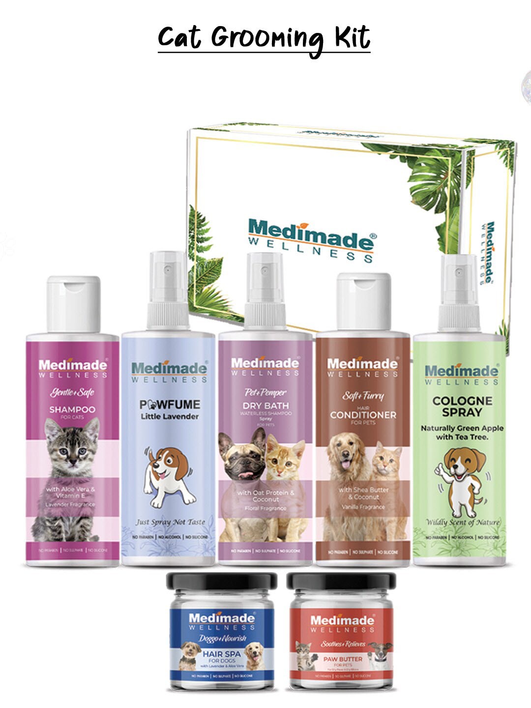 

Medimade Set Of 7 Cat Grooming Kit, White
