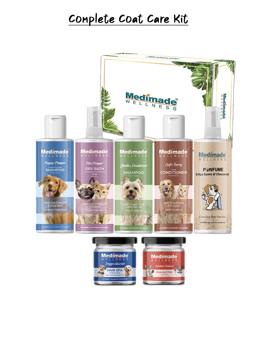 

Medimade Set Of 7 Dog Coat Care Kit - 50 ml Each, White