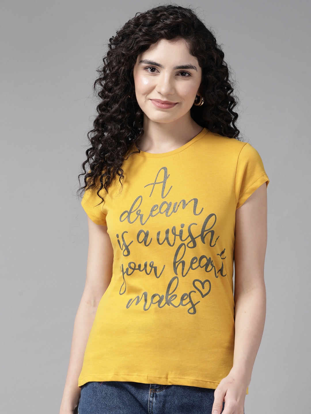 

Cayman Typography Printed Slim Fit Cotton T-shirt, Mustard