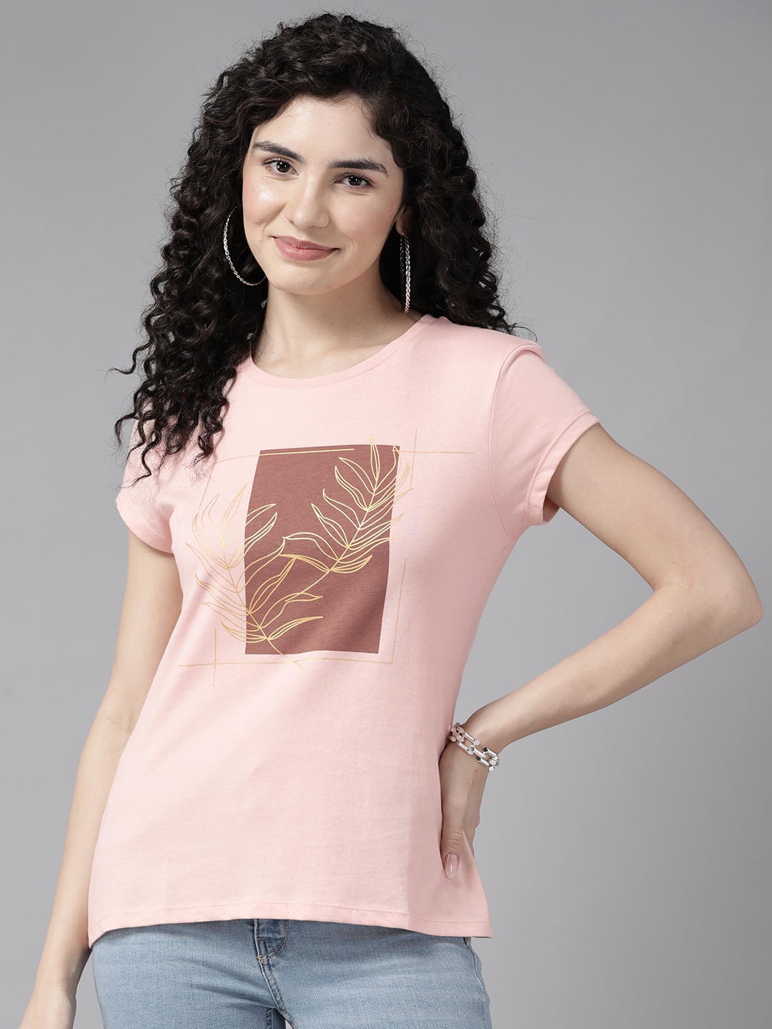 

Cayman Printed Slim Fit Cotton T-shirt, Peach