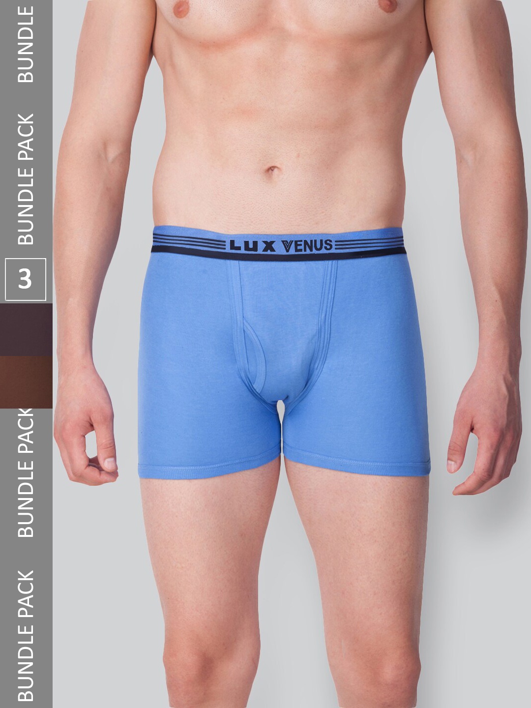 

LUX VENUS Men Pack Of 2 Assorted Outer Elastic Cotton Trunks
