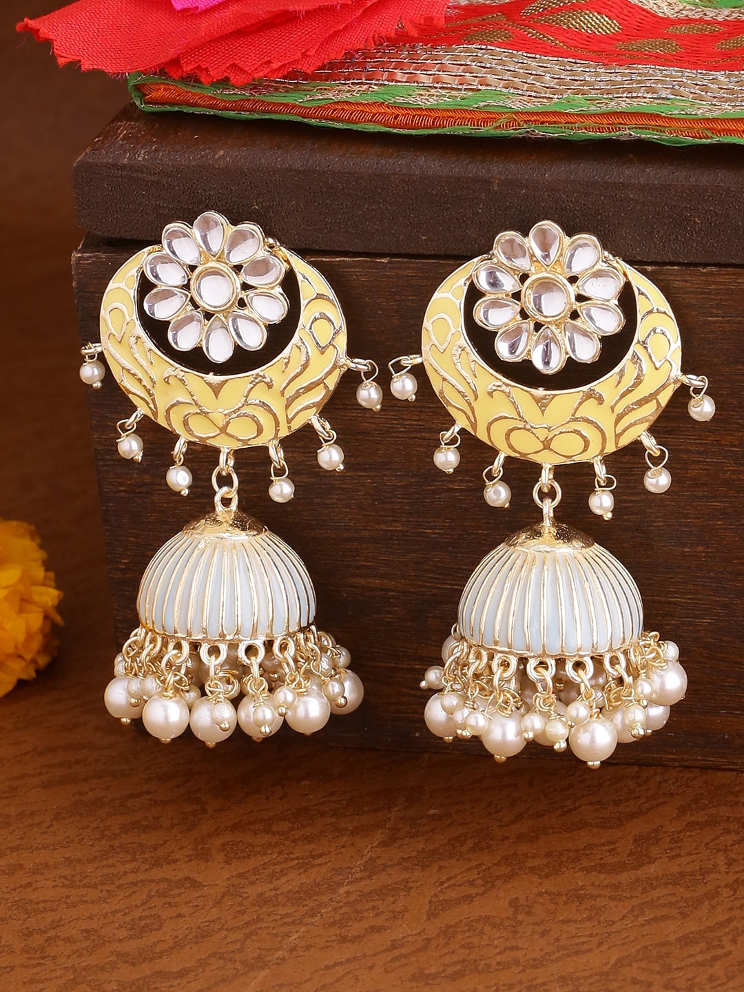 

Shoshaa Gold-Plated Dome Shaped Jhumkas Earrings, Yellow
