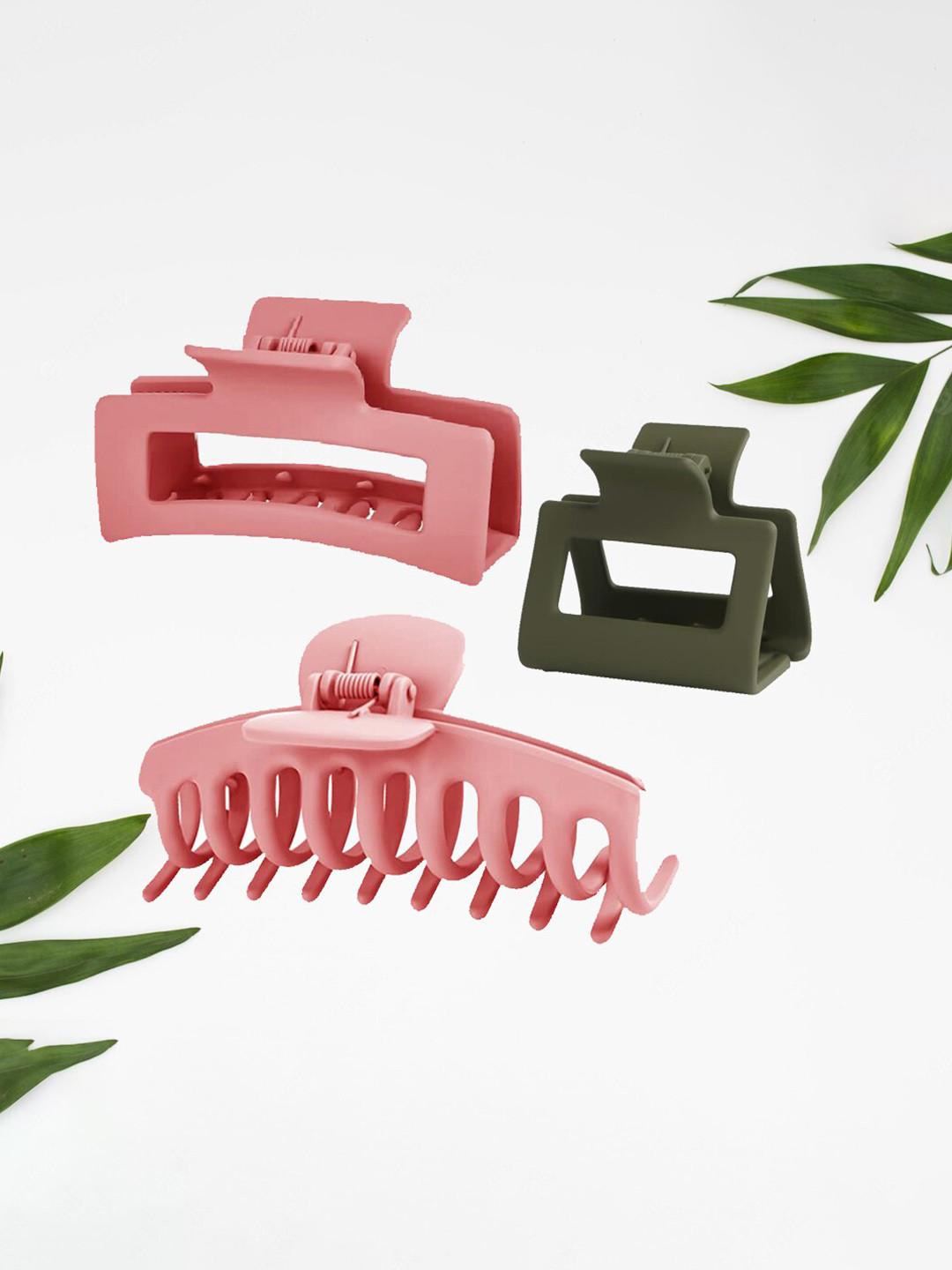 

Krelin Set of 3 Hair Claw Clips, Pink