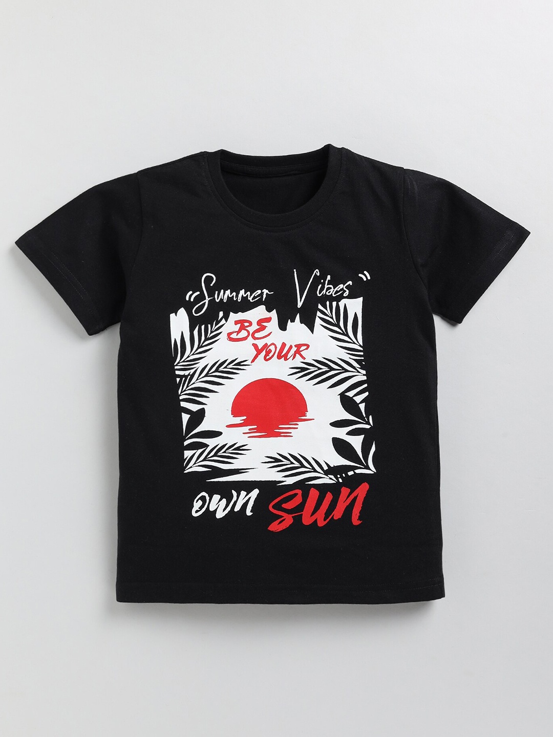 

Toonyport Boys Graphic Tropical Printed Cotton T-Shirt, Black