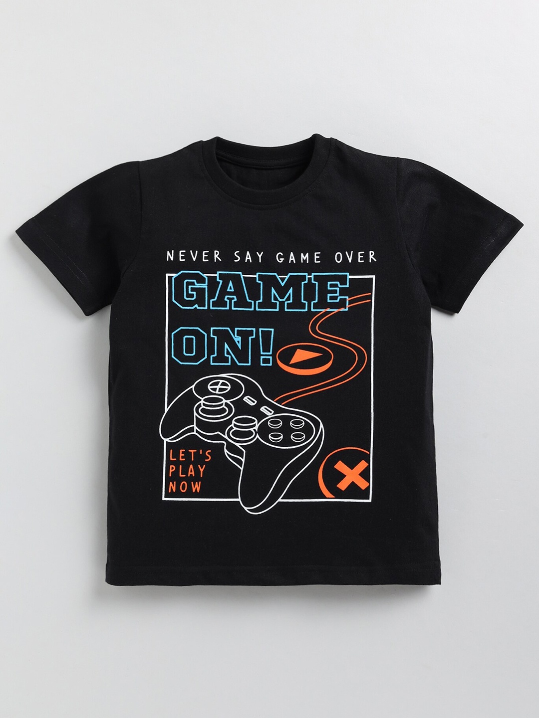 

Toonyport Boys Typography Printed Cotton T-shirt, Black