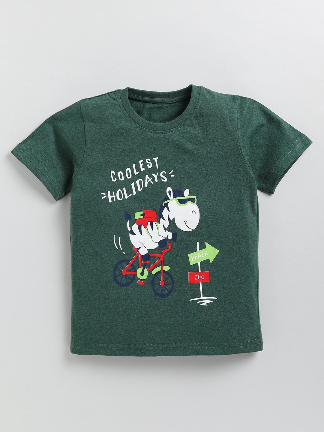 

Toonyport Boys Graphic Printed Round Neck Cotton T-shirt, Green
