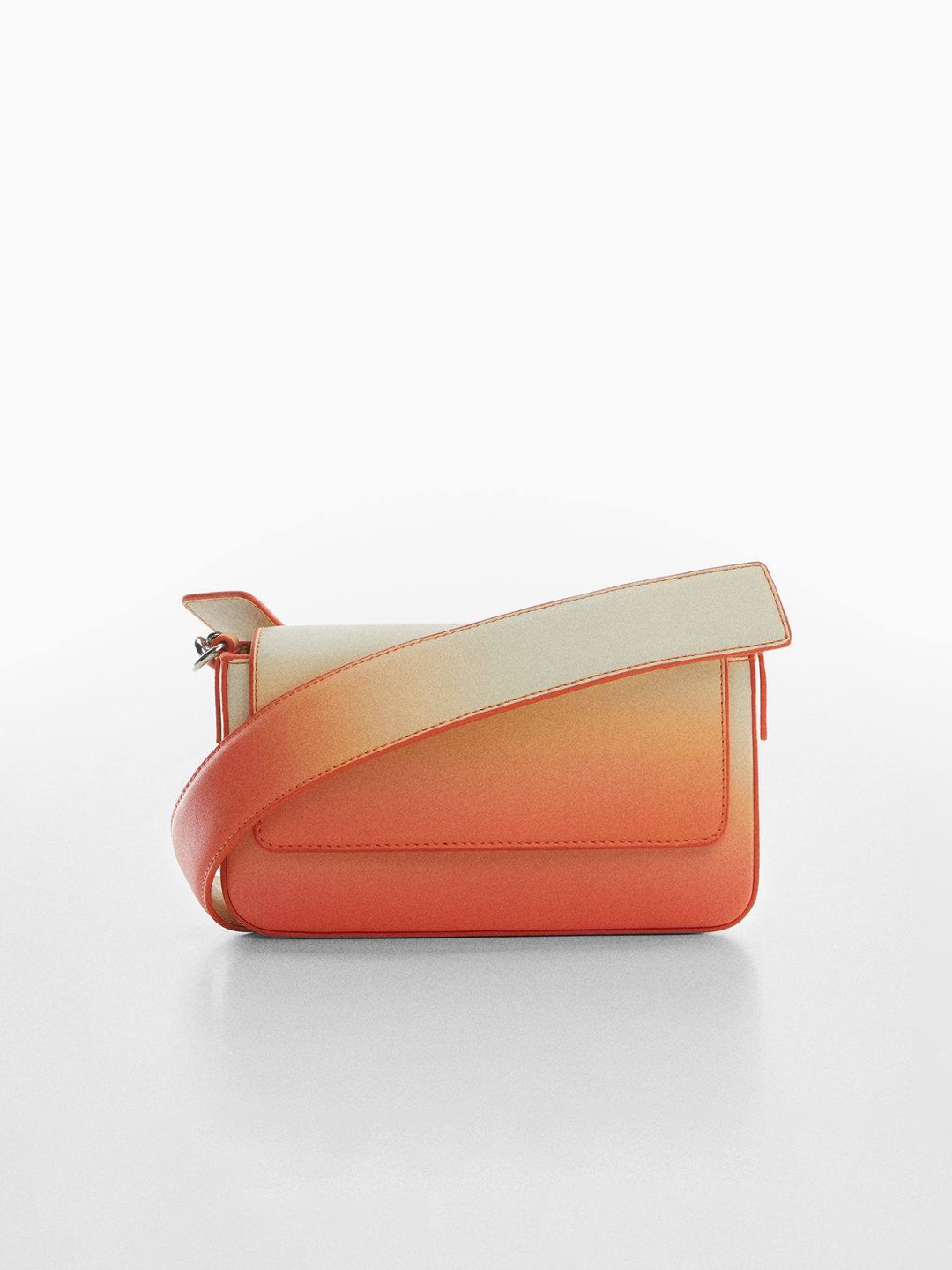 

MANGO Women Colourblocked Structured Sling Bag, Orange