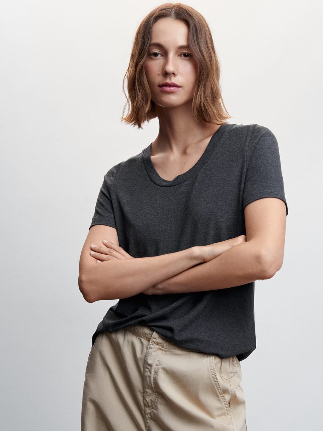 

MANGO Sustainable T-shirt, Charcoal