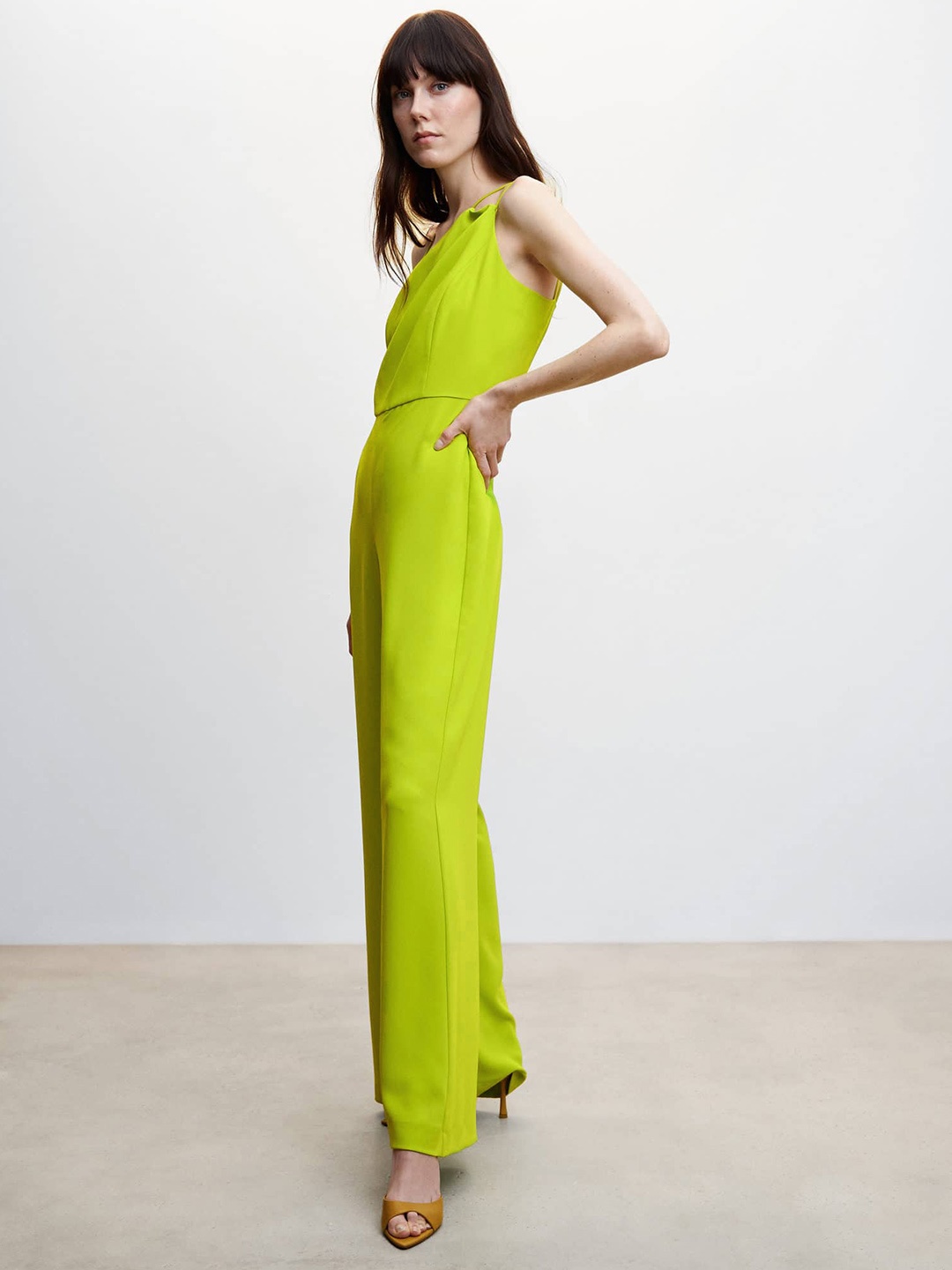 

MANGO Shoulder Straps Basic Jumpsuit, Lime green