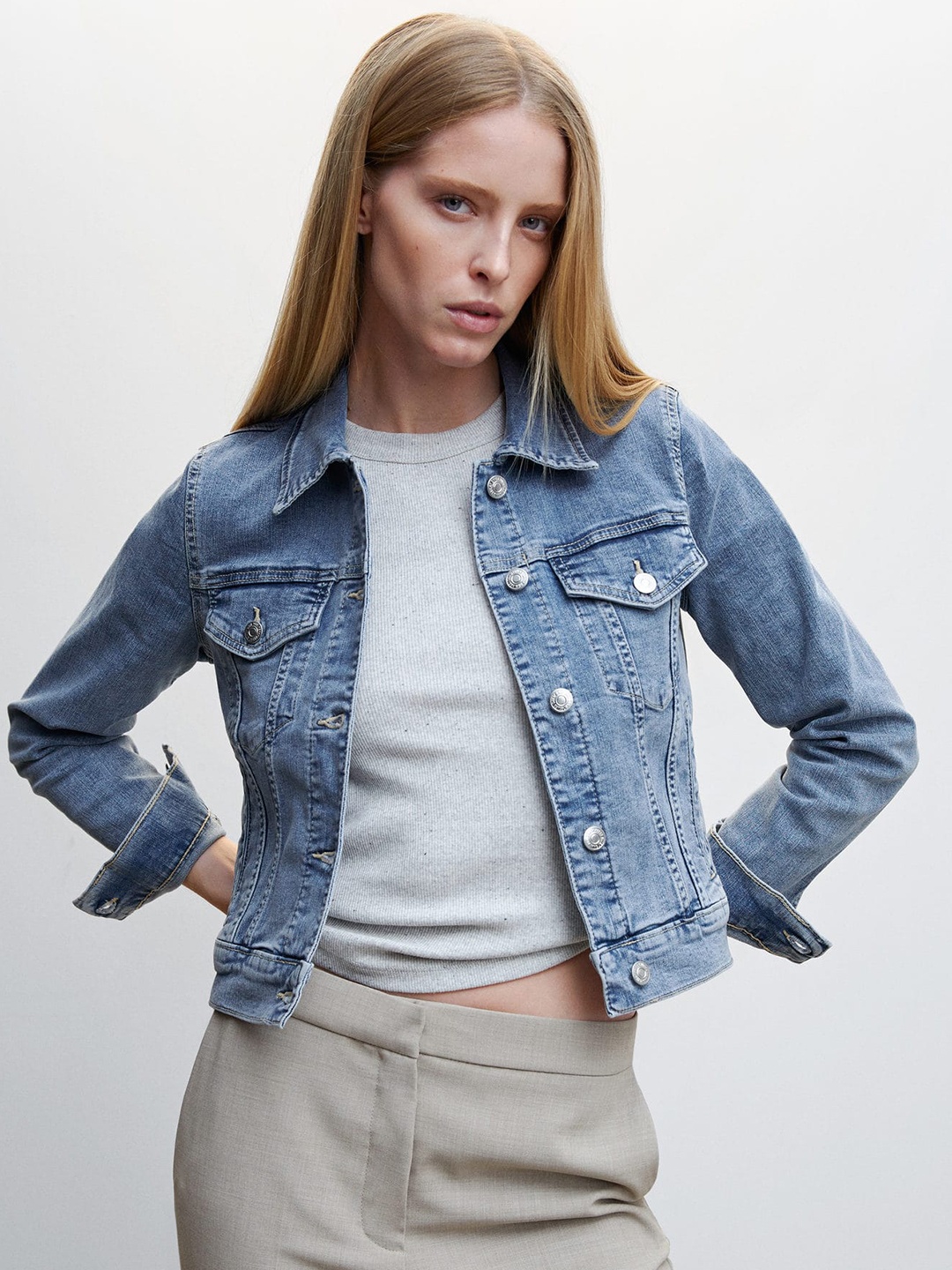 

MANGO Sustainable Denim Jacket, Blue