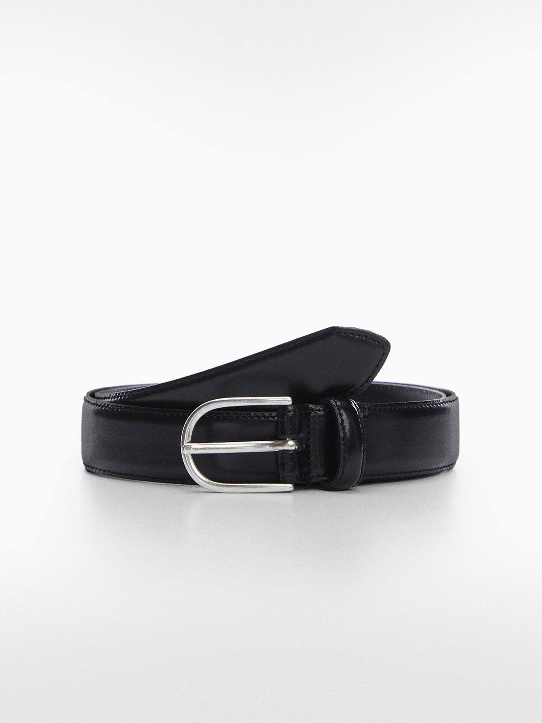

MANGO Women Leather Belt, Black