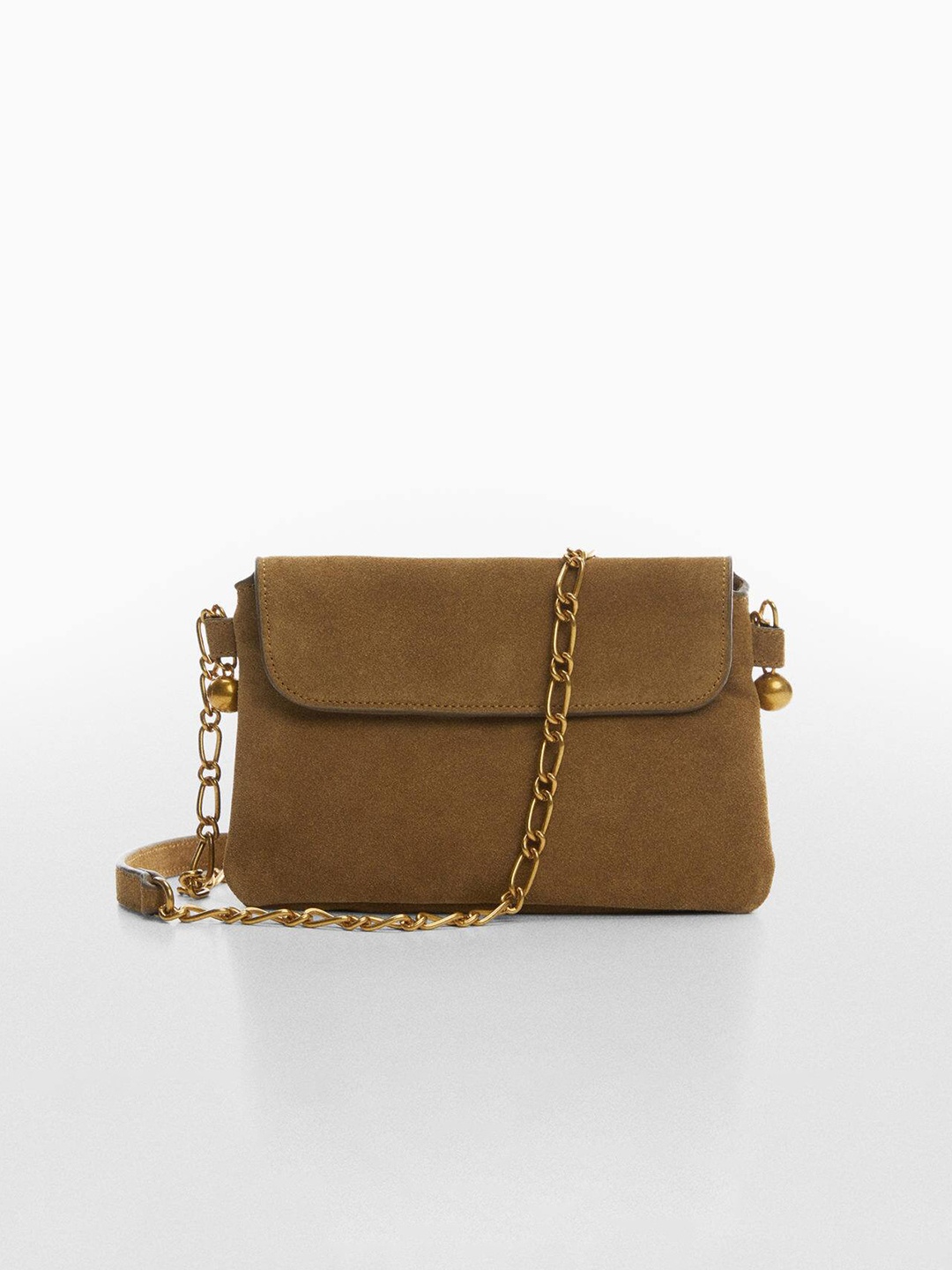 

MANGO Women Suede Sustainable Structured Sling Bag, Brown