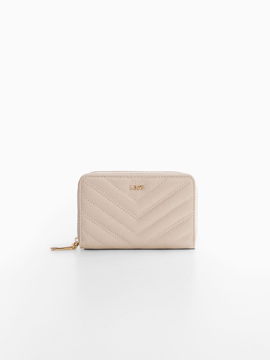 

MANGO Women Zip Around Wallet, Beige