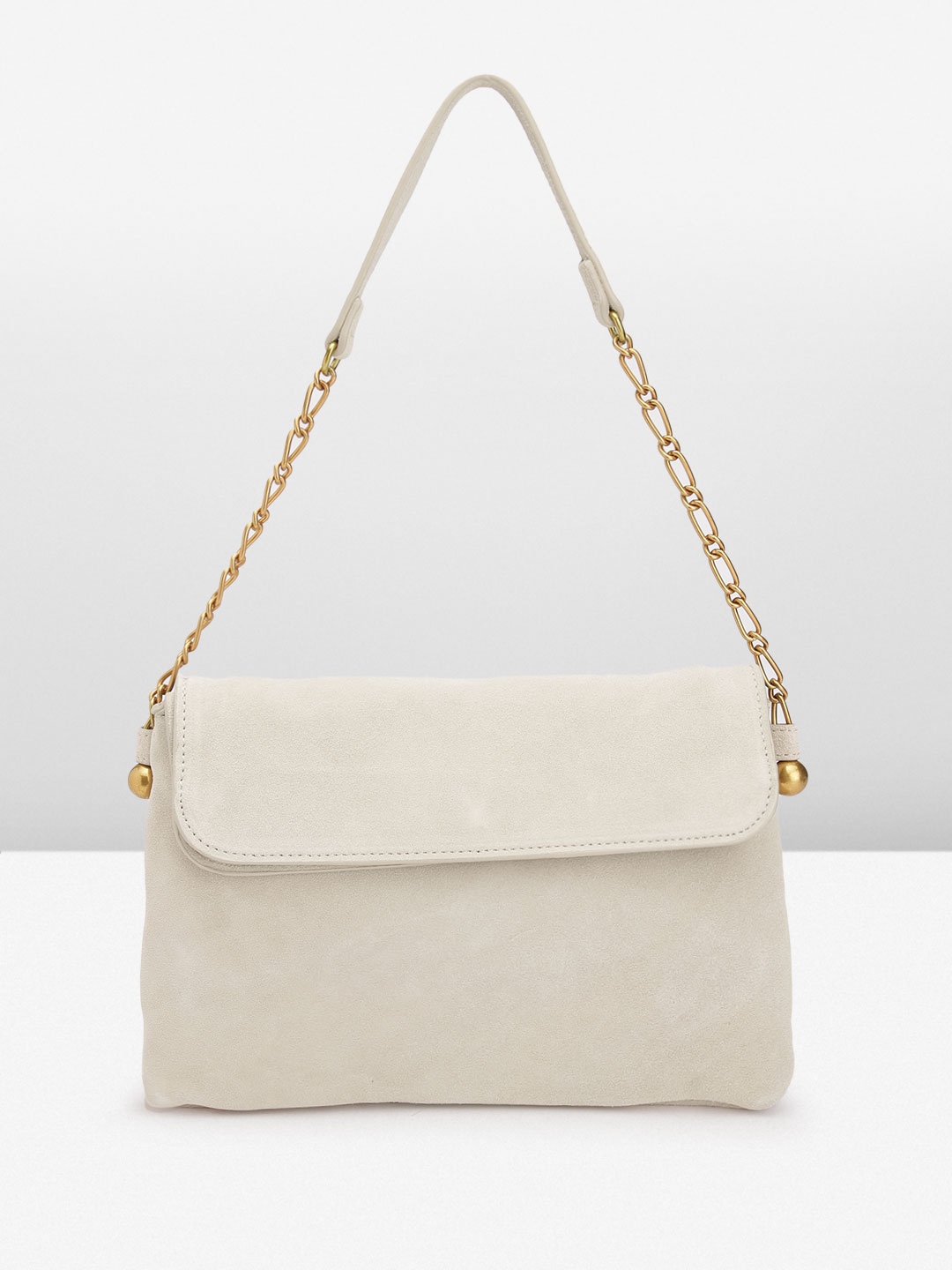 

MANGO Suede Structured Shoulder Bag, Beige