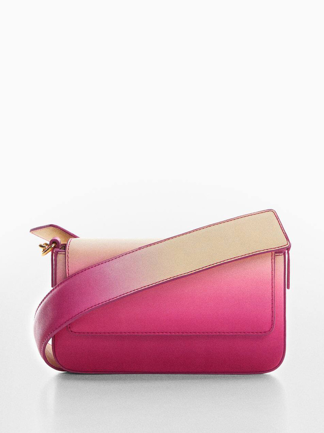 

MANGO Fuchsia PU Structured Shoulder Bag