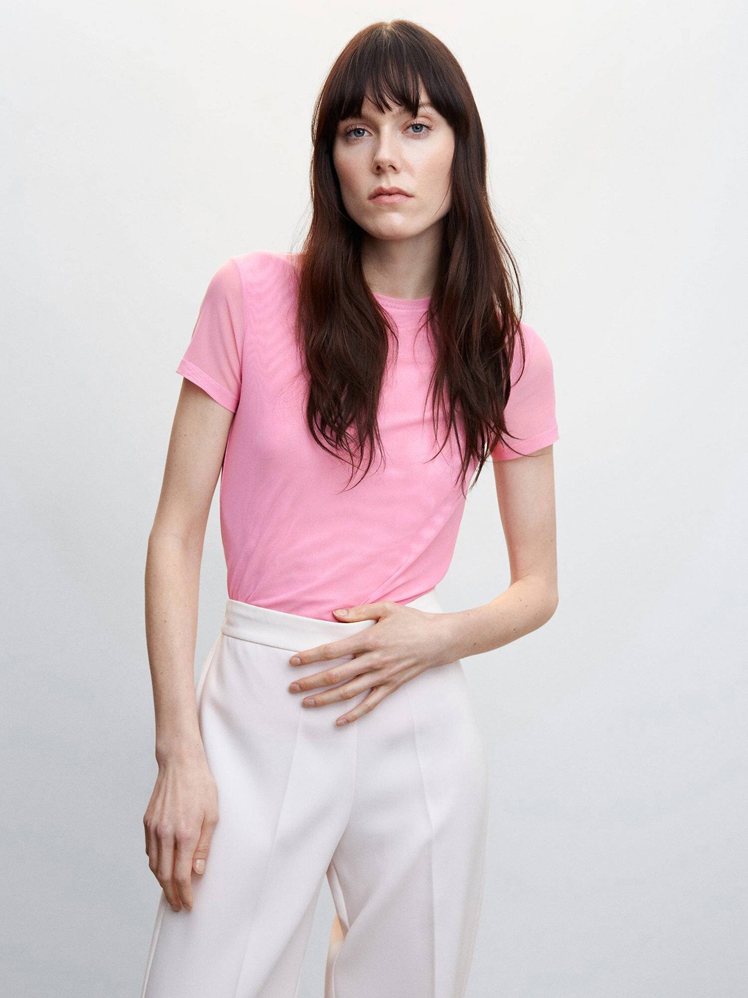 

MANGO Women Short Sleeves T-shirt, Pink