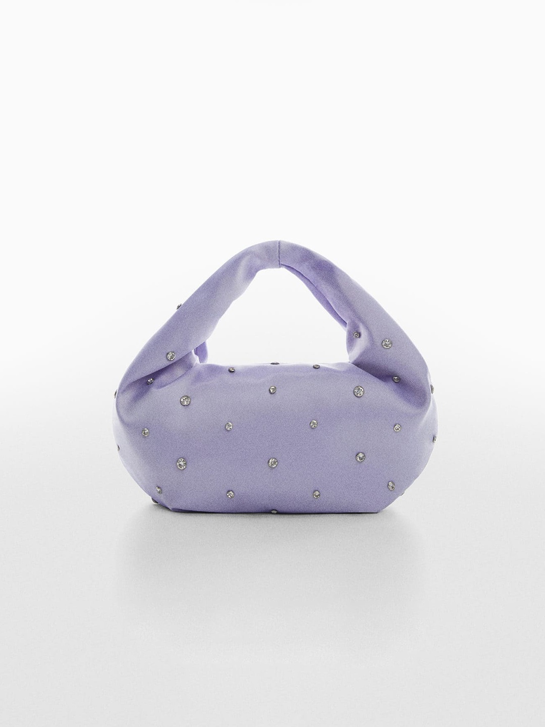 

MANGO Women Stones Embellished Structured Handheld Bag, Lavender