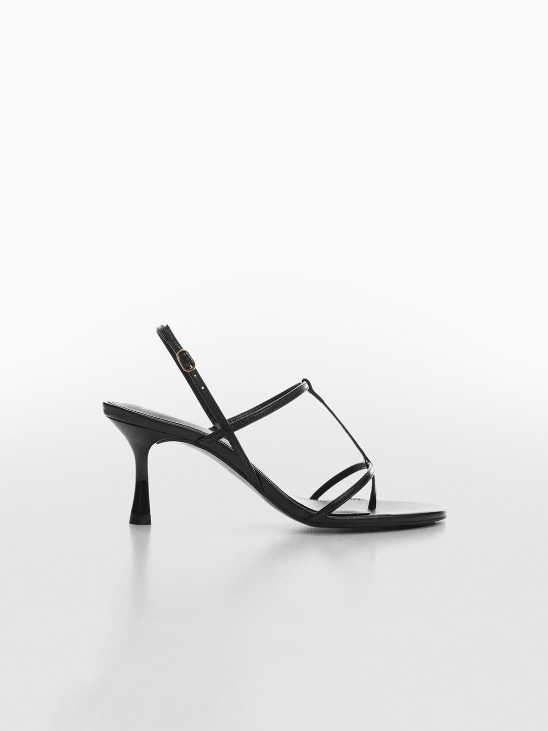 

MANGO Women Leather Slim Heels, Black