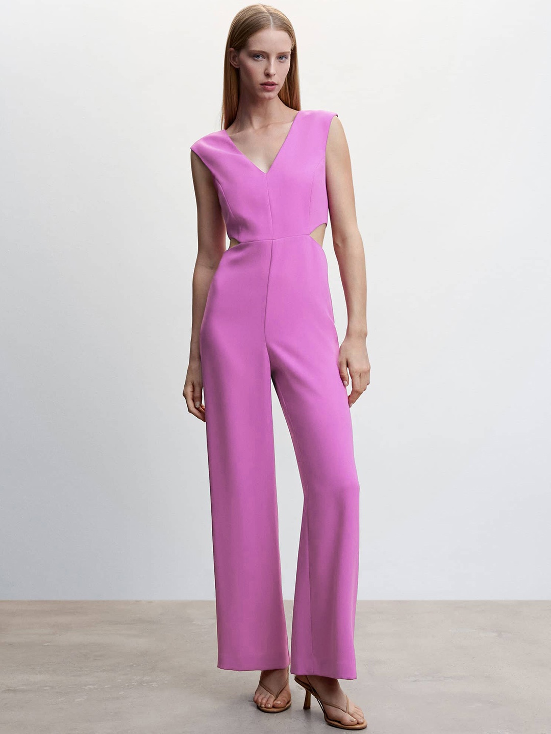 

MANGO Cut-Out Detail Basic Jumpsuit, Purple