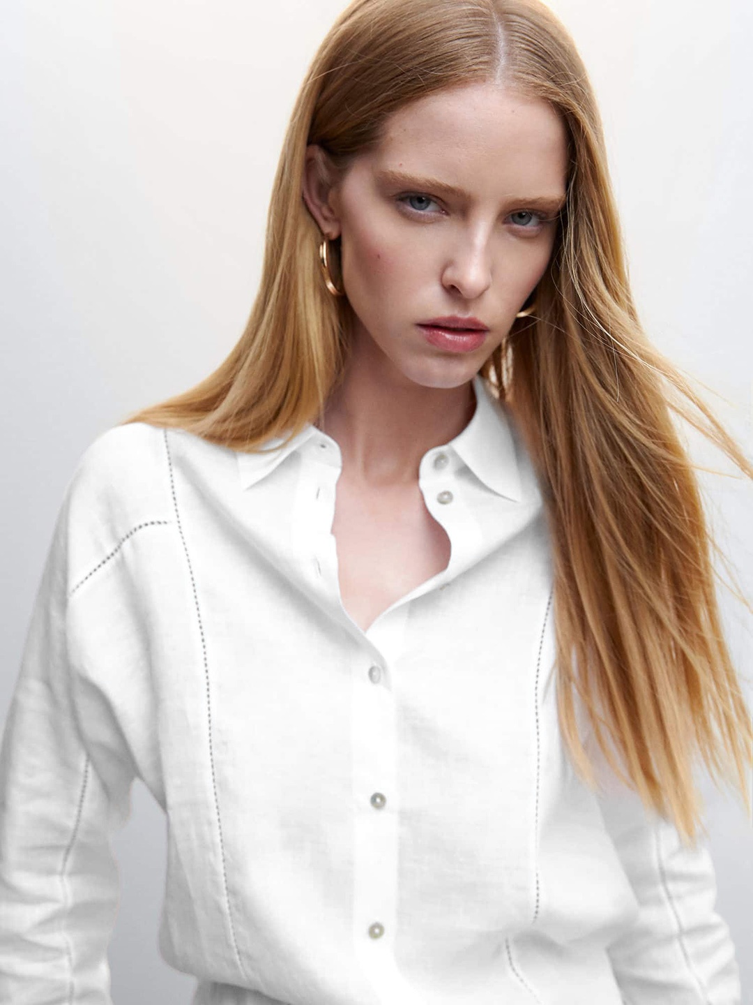 

MANGO Pure Linen Opaque Casual Shirt, White