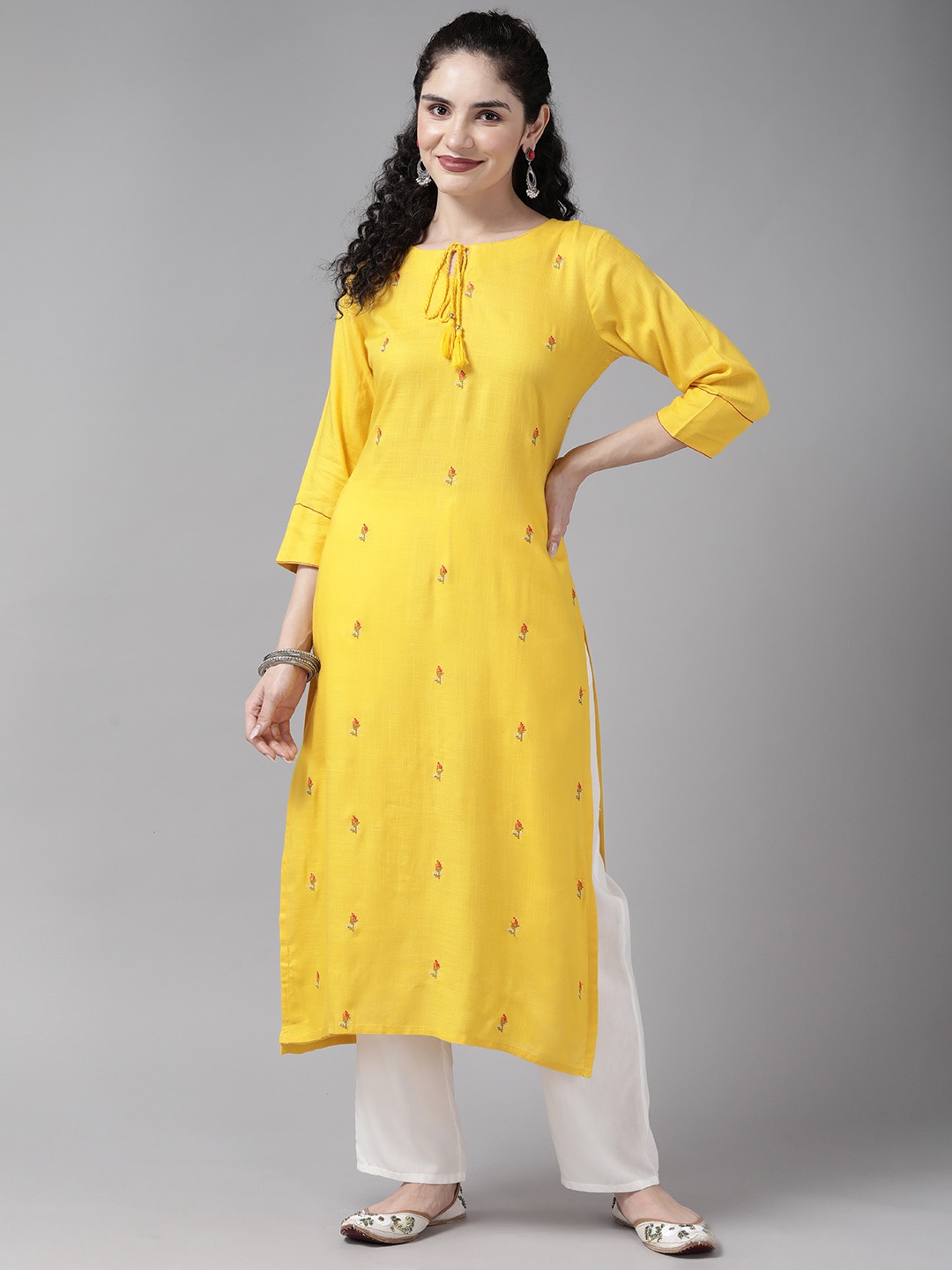 

Cayman Embroidered Kurta, Yellow
