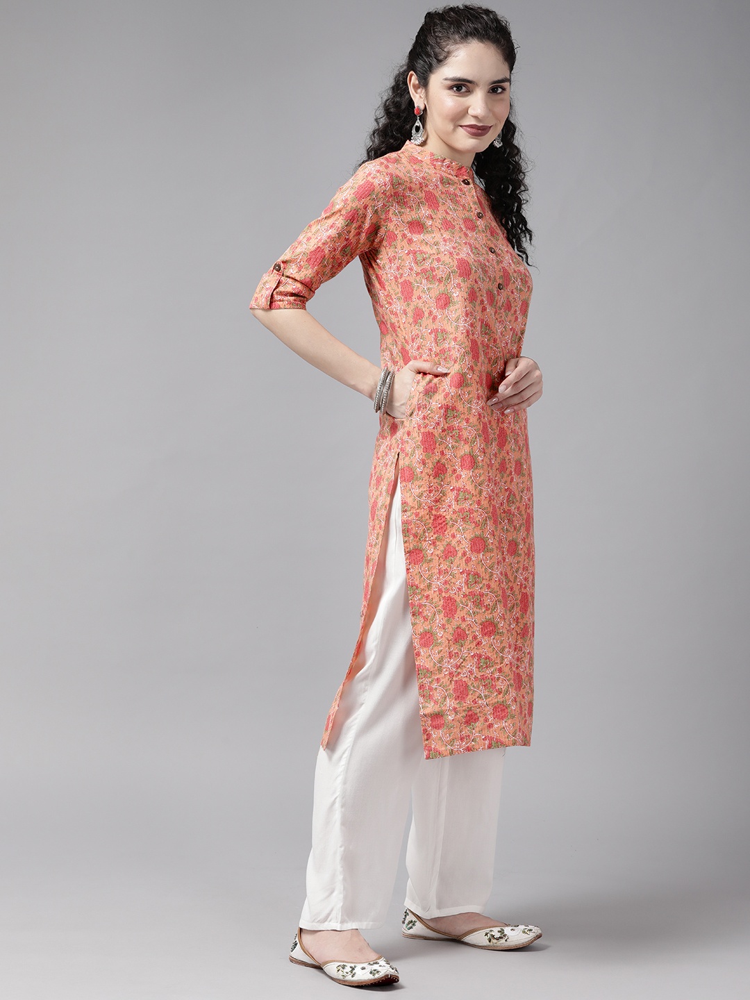 

Cayman Floral Printed Floral Kurta, Orange