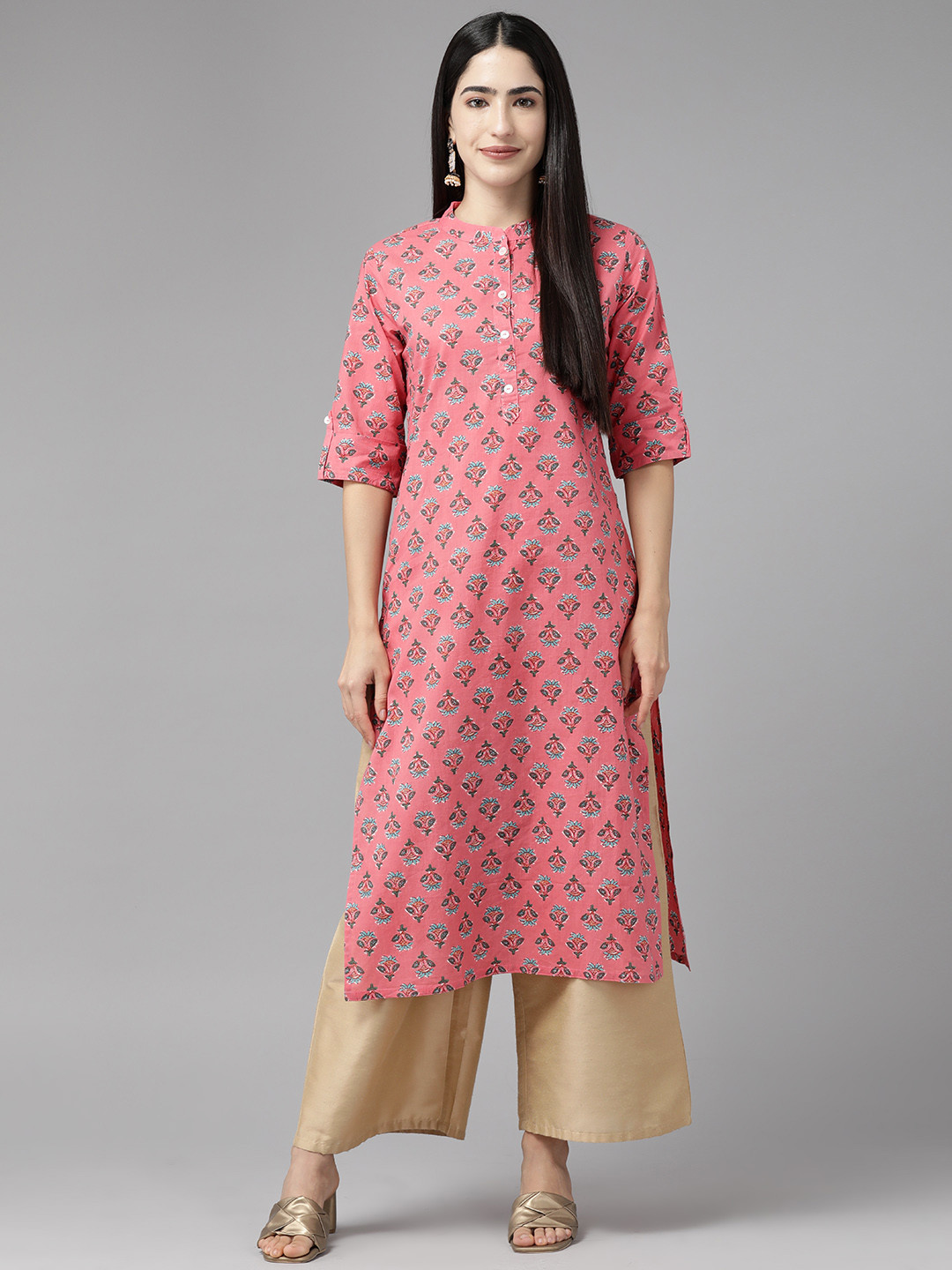 

Cayman Floral Printed Pure Cotton Kurta, Pink