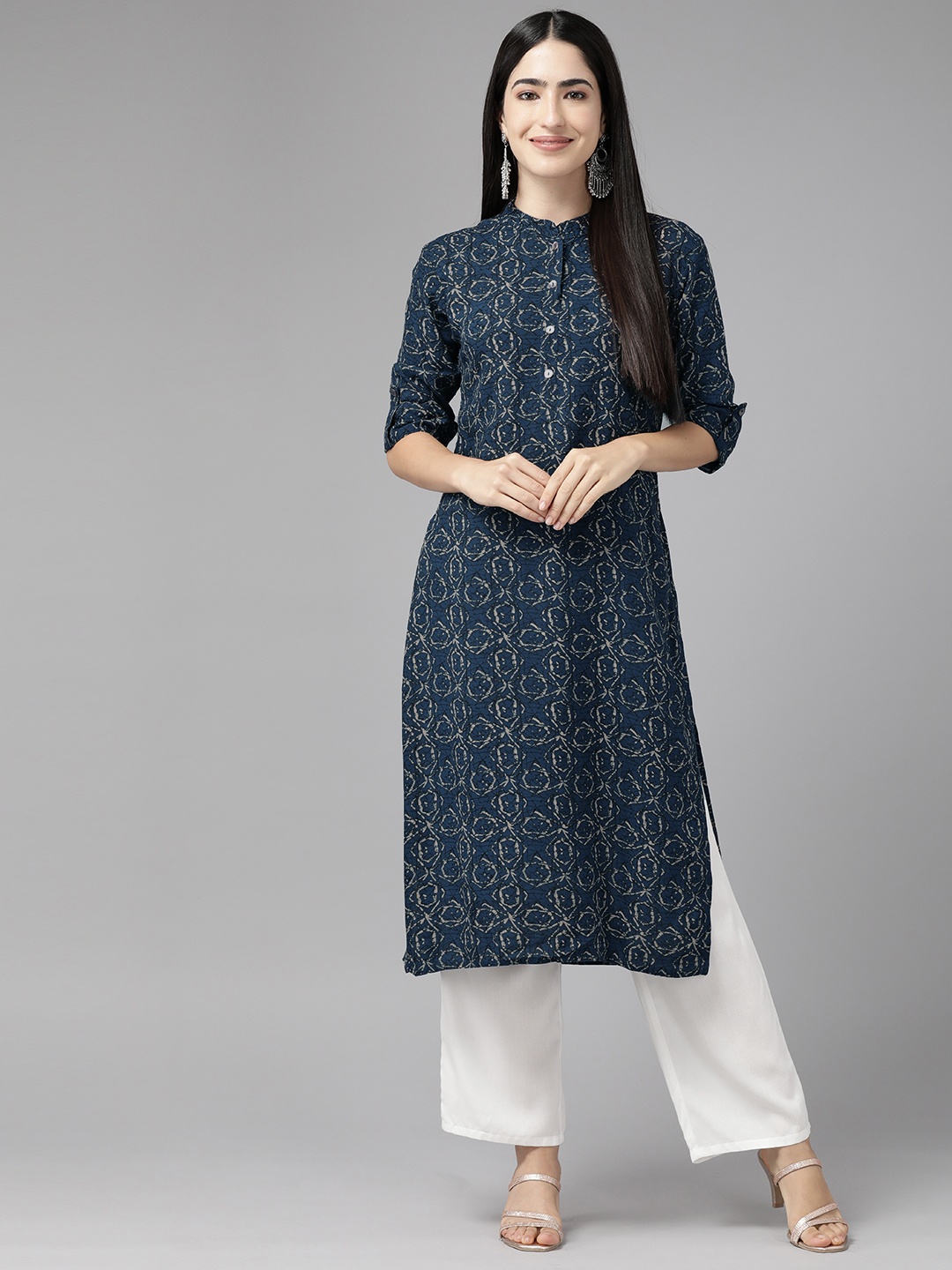 

Cayman Abstract Printed Pure Cotton Kurta, Navy blue